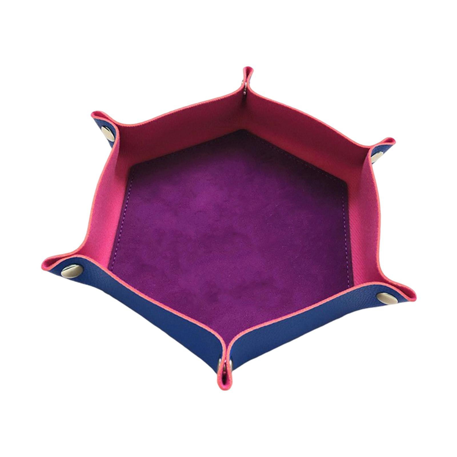 Purple Velvet Dice PU Leather Foldable Hexagon Tray For Dice Storage Supply Nice 
