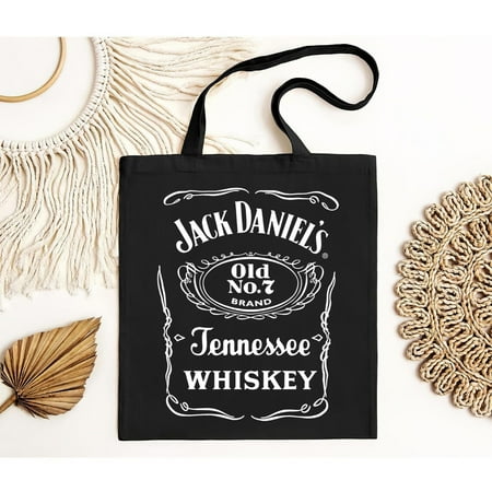 vintage Jack Daniel s Whiskey Old No. 7 Tenessee Label Adult Black Tote Bag Up to -TH16135