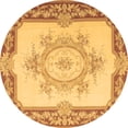 thumbnail image 1 of Ahgly Company Indoor Round Medallion Brown French Area Rugs, 3' Round, 1 of 4
