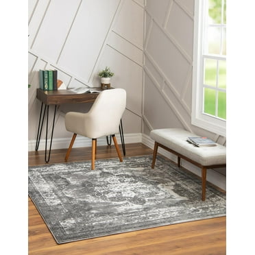 Rugs.com Monte Carlo Collection Rug – 6' Square Gray Medium Rug Perfect For Living Rooms, Kitchens, Entryways