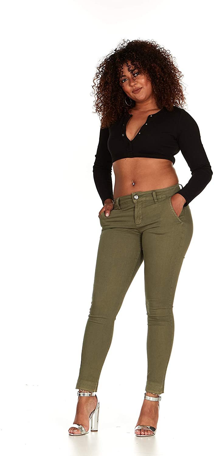 Cute Teen Girl Teen Girlss Skinny Jeans Trouser Pant Style Side Slant Pockets Juniors Size 7/8 Light Olive Green - image 5 of 6