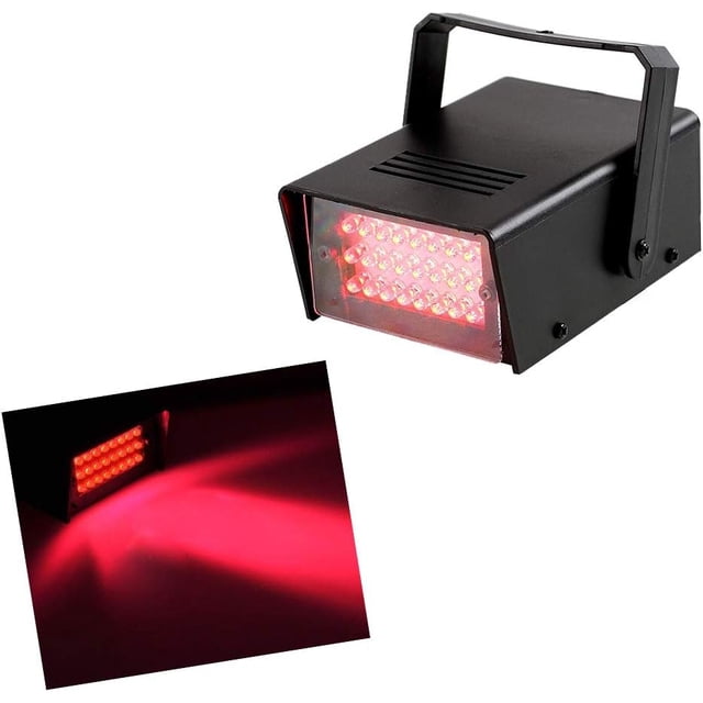 Mini luz estroboscópica roja para escenario, luces estroboscópicas de baile con 24 LED superbrillantes, iluminación de fiesta con flash de velocidad ajustable, ideal para fiestas en la habitación del