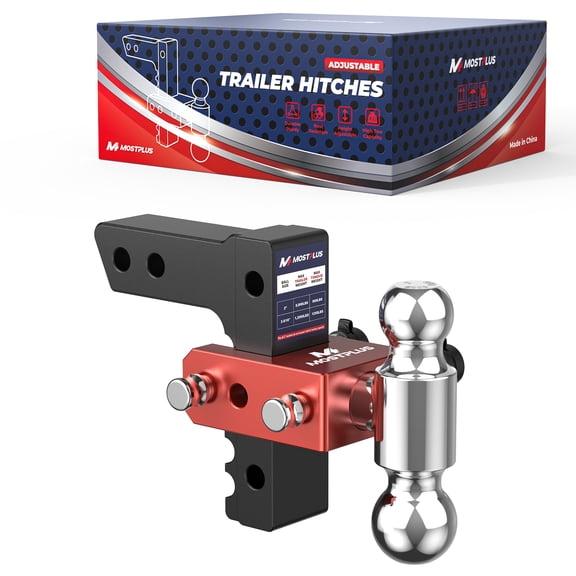 MOSTPLUS 2 Inch Hitch Receiver 6 Inch Drop Adjustable Trailer Hitch Ball Mount with Dual Trailer Balls 12500 lbs Capacity
