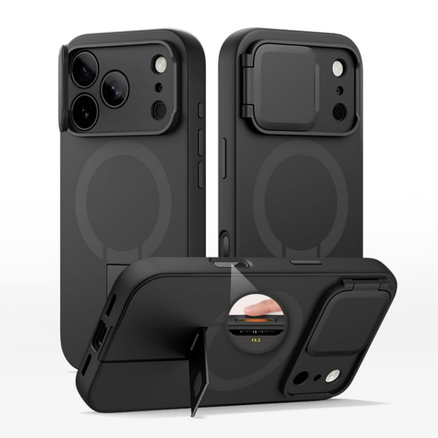 Case for iPhone 17 Pro Max/17 Pro/17 Air/17, Magnetic Case with Metal Kickstand Cover Shockproof Lens Protection Shell