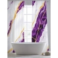 thumbnail image 5 of Marble Purple Sheer Curtains 84 Inch Length 2 Panels Set, Gold Foil Ceramic Style Cracks Scratches Voile Window Treatment Rod Pocket Curtains Sheers Drapes for Bedroom/Living Room/Kitchen 52"x84"x2, 5 of 7