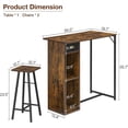 thumbnail image 2 of Bingirl Rustic Brown Bar Table and Chairs Set, Dining Table Set, 3pcs Kitchen Dining Table Set with Storage Drawer & Shelf, Pub Table and Chairs Set for Small Spaces and Apartments, 2 of 5