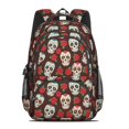 thumbnail image 2 of Skull and Rose Gothic Pattern Cute School Backpack Bag with Padded Back and Adjustable Shoulder Straps 16.9 X 12.6 X 5.9 Inches, 2 of 5