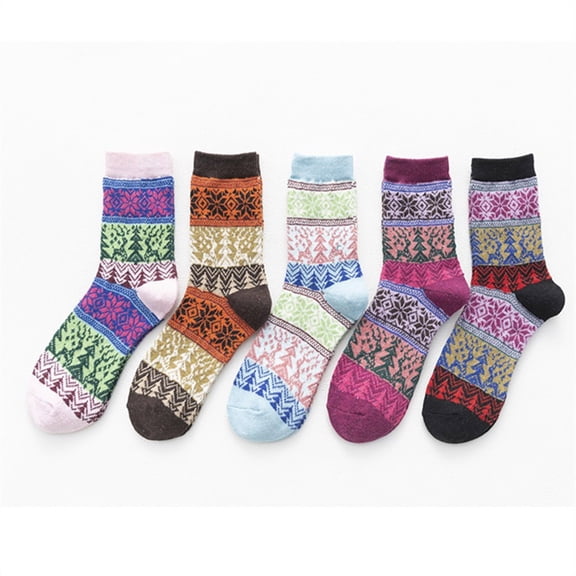 Tsivenald 5 Pairs Womens Merino Wool Hiking Socks Thermal Warm Winter Boot Crew Cushion Work Gift Socks