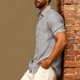 thumbnail image 4 of Camisa De Manga Corta, Camisa Masculina De Corte Regular Con Bolsillos En El Pecho Para Uso Diario, 4 of 7