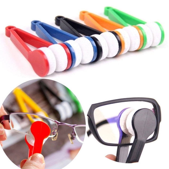 Two-side Glasses Brush Microfiber Spectacles Cleaner Glasses brush tweezer Cleaning Rub Cleaner Color Random