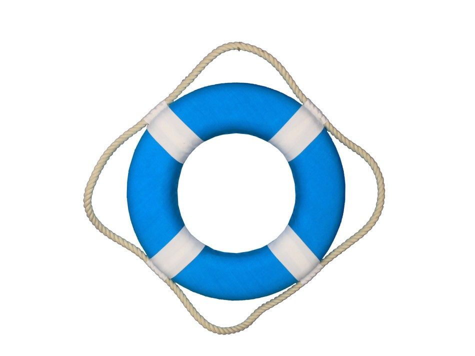 Light Blue Lifering with White Bands 10" Nautical Wall Hanging Life