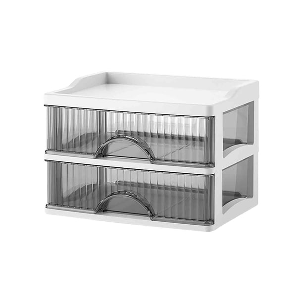 Cajones de plástico para escritorio Quinlirra, caja de almacenamiento transparente, organizadores apilables para maquillaje, organización de oficina, joyería y papelería - B&2 cajones