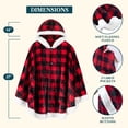 thumbnail image 4 of PAVILIA Hooded Blanket Poncho, Fleece Wearable Shawl Wrap Throw, Plaid Red, 4 of 9