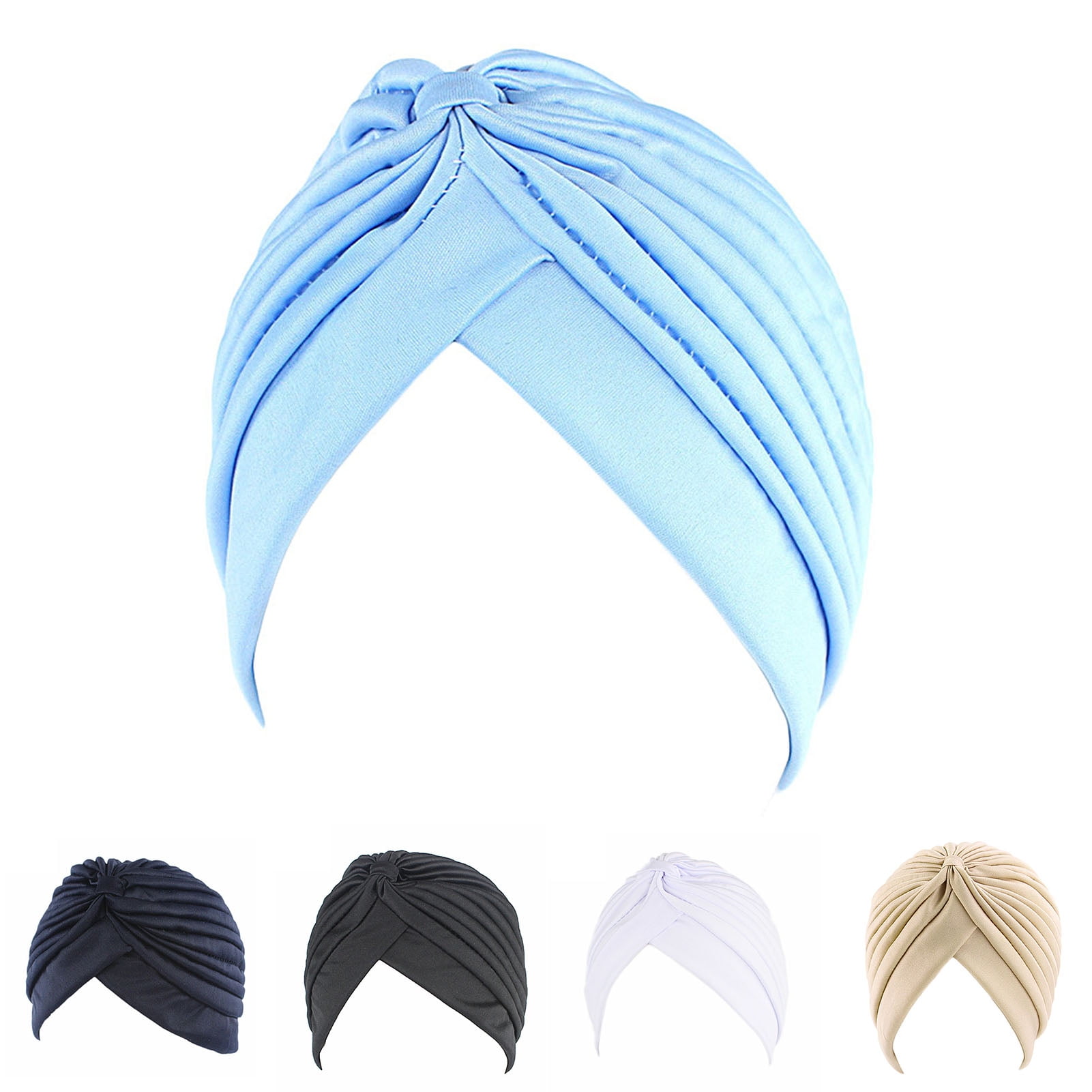 Welling Turban Cap Solid Color Cross Shape Headdress Brimless Pure Color  Beanie Headwrap Party Accessories 