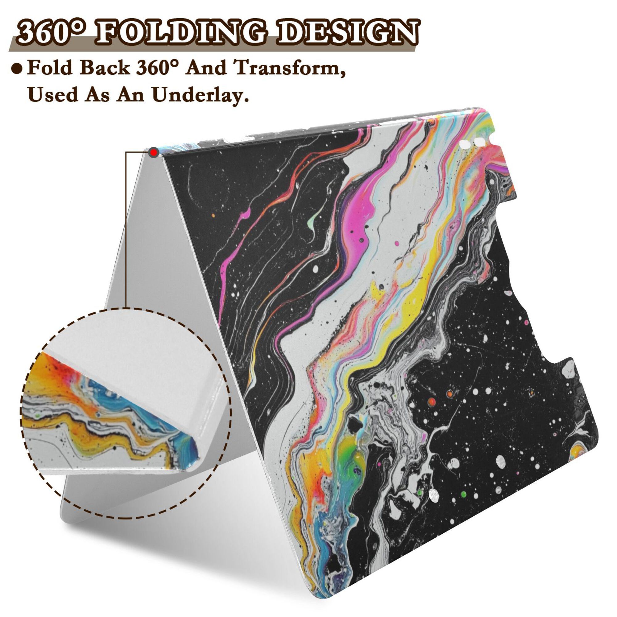 FORMRS A4 Clipboard Folder with Pen Holder Horizontal Foldable School Office Binder, Colorful White