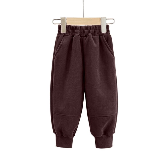 Chibenne Boys Jogger Sweatpants with Pocket Corduroy Casual Pants Elastic Waist Fleece Lined Winter Warm Pants
