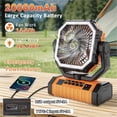 thumbnail image 3 of 20000mAh Portable LED Camping Fan with Light, USB Rechargeable Outdoor Tent Fan, Rugged Compact Design, Sturdy Handle, Essential Camping Gear for Hiking Fishing, 3 of 12