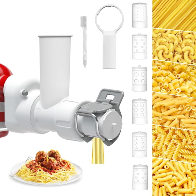 Accessoire pour Machine à Pâtes pour Batteur sur Socle Kitchenaid avec 6 Formes Différentes de Sortie de Pâtes, Durable pour Accessoires et Fixations Kitchenaid, Vaisselle