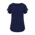 thumbnail image 4 of Womens Summer Tops Dressy Casual Ruffle Short Sleeve Crewneck Shirts Solid Color Loose Fit Basic T Shirts Tunic Blouses, 4 of 6