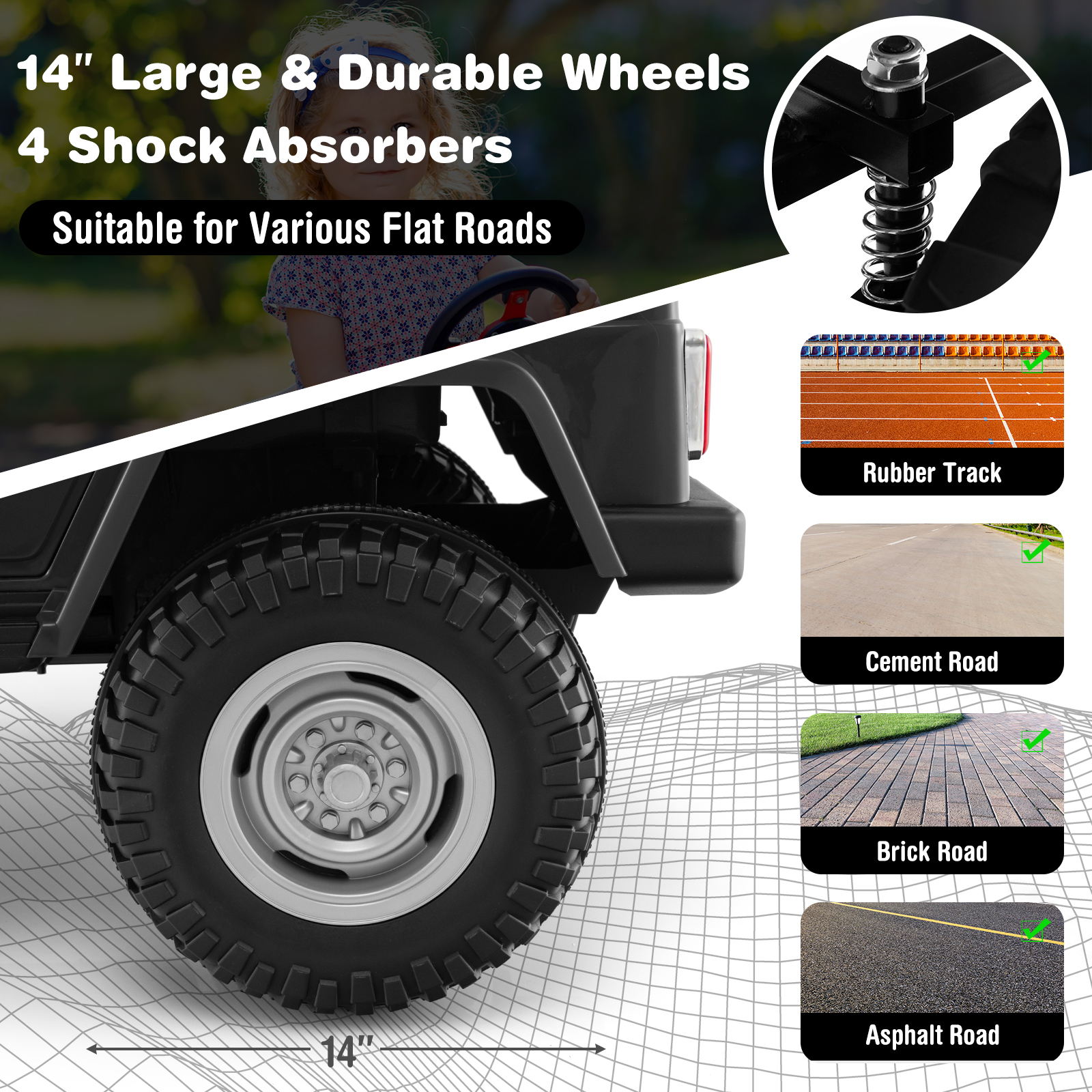 Infans 2 Seater Ride On Truck Car 12V Licensed Toyota FJ40 RC w/ Laser Light & Music