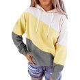 thumbnail image 1 of Sudadera con capucha de manga larga con bloques de color para mujer, bonita túnica holgada e informal con cordón, 1 of 6