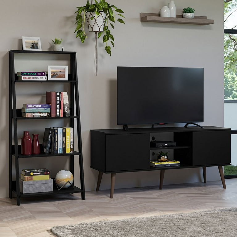 Tv stand with ladder shelves discount