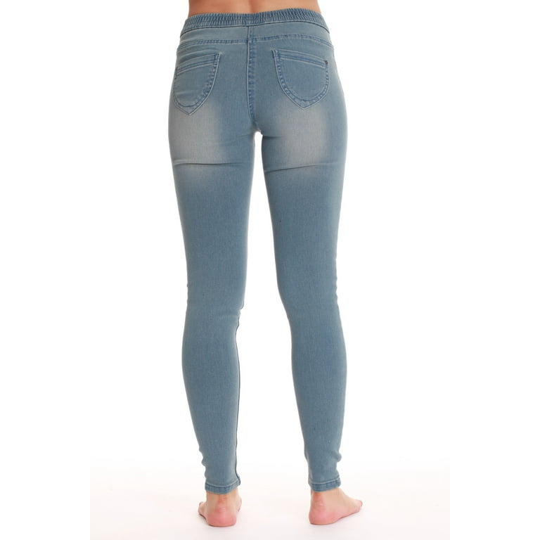 Just Love Women's Denim Jeggings with Pockets - Comfortable Stretch Jeans  Leggings (Light Blue Denim, Small) 
