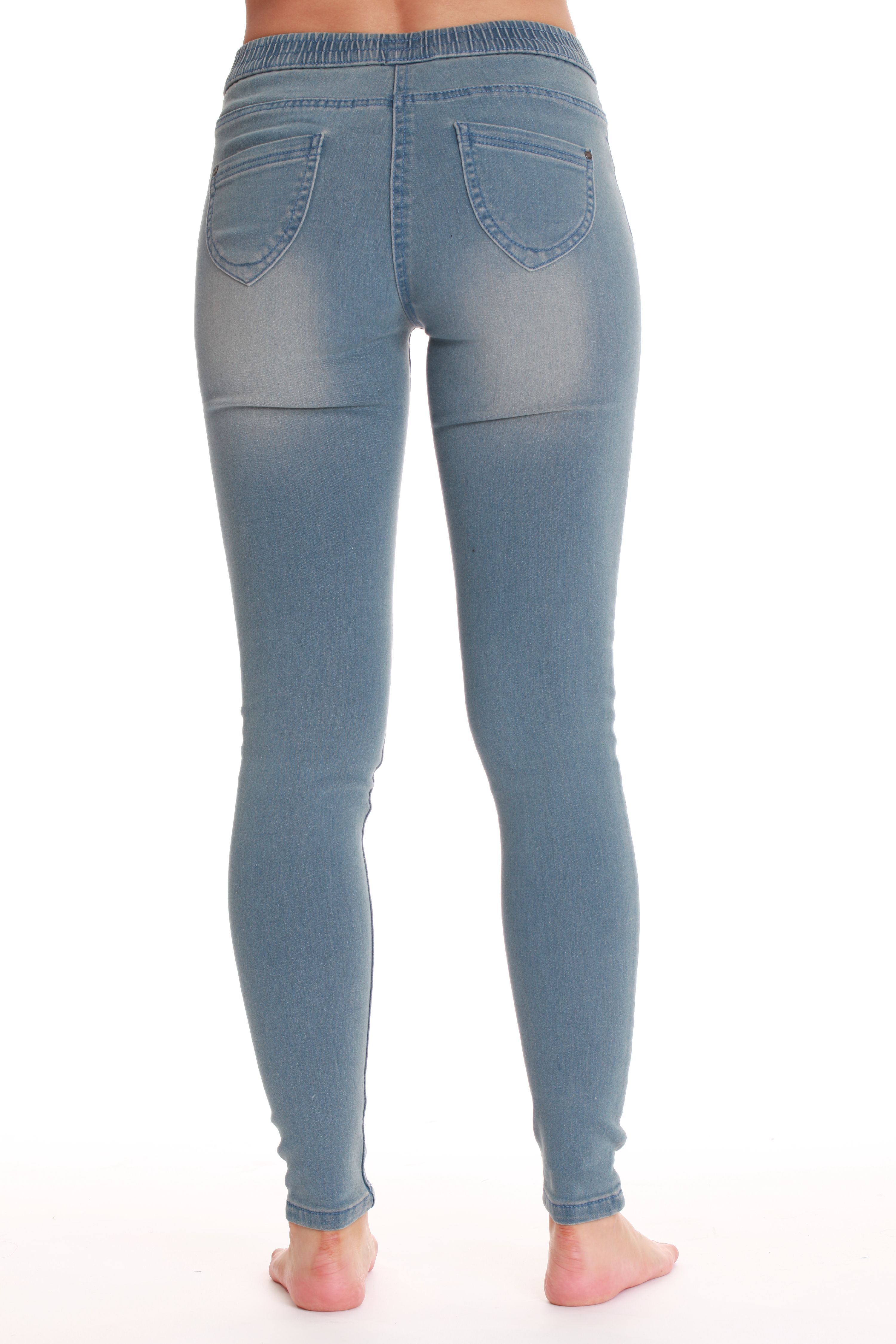 Just Love Women's Denim Jeggings with Pockets - Comfortable Stretch Jeans Leggings (Light Blue Denim, Small) - image 2 of 2