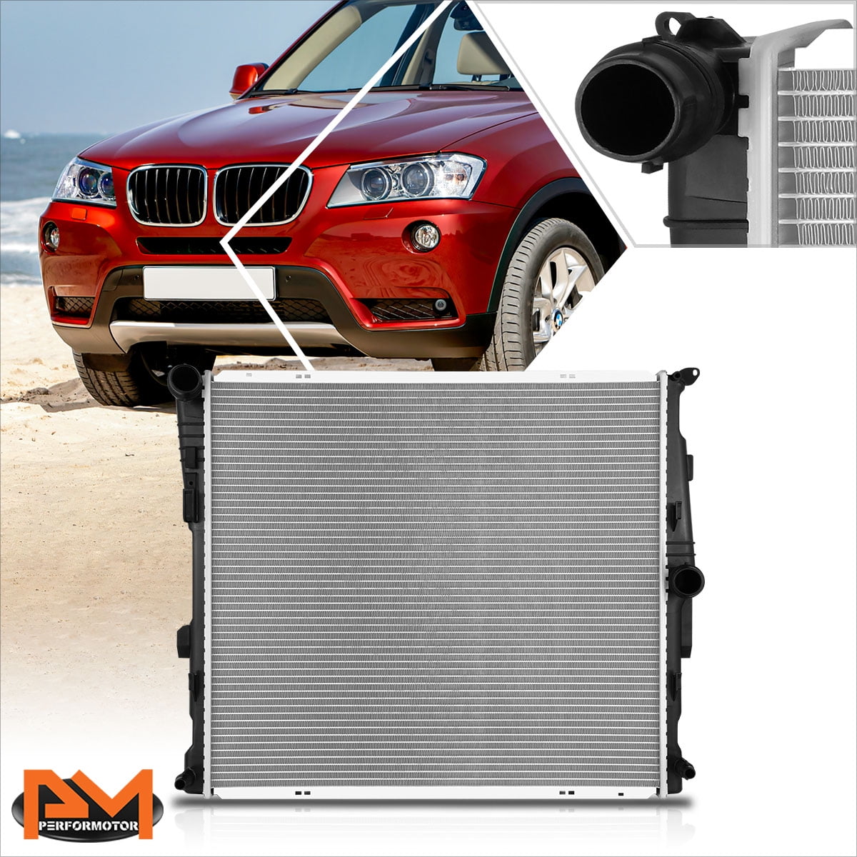 PM PERFORMOTOR for 11-12 BMW X3 3.0 xDrive28i Factory Style Aluminum Cooling Radiator DPI-13371