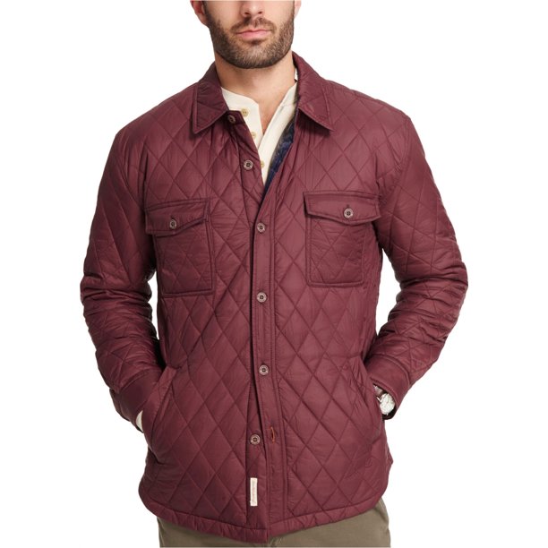 Chaqueta cortavientos acolchada resistente a la intemperie para hombre, rojo, grande