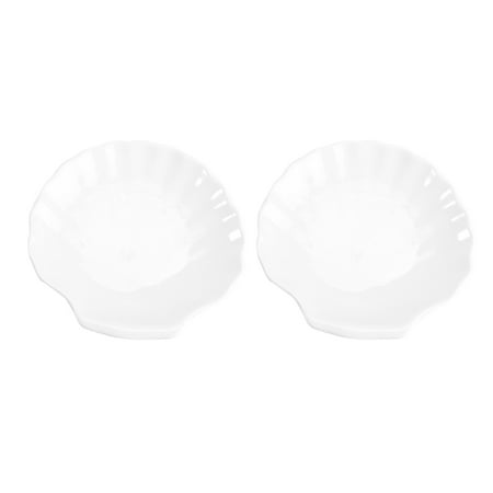 

NUOLUX 2pcs Ceramics Plate Scallop Design Plate Dish Dried Fruit Tray Snack Food Western Food Plate for Party Home (Diameter 14.4cm)