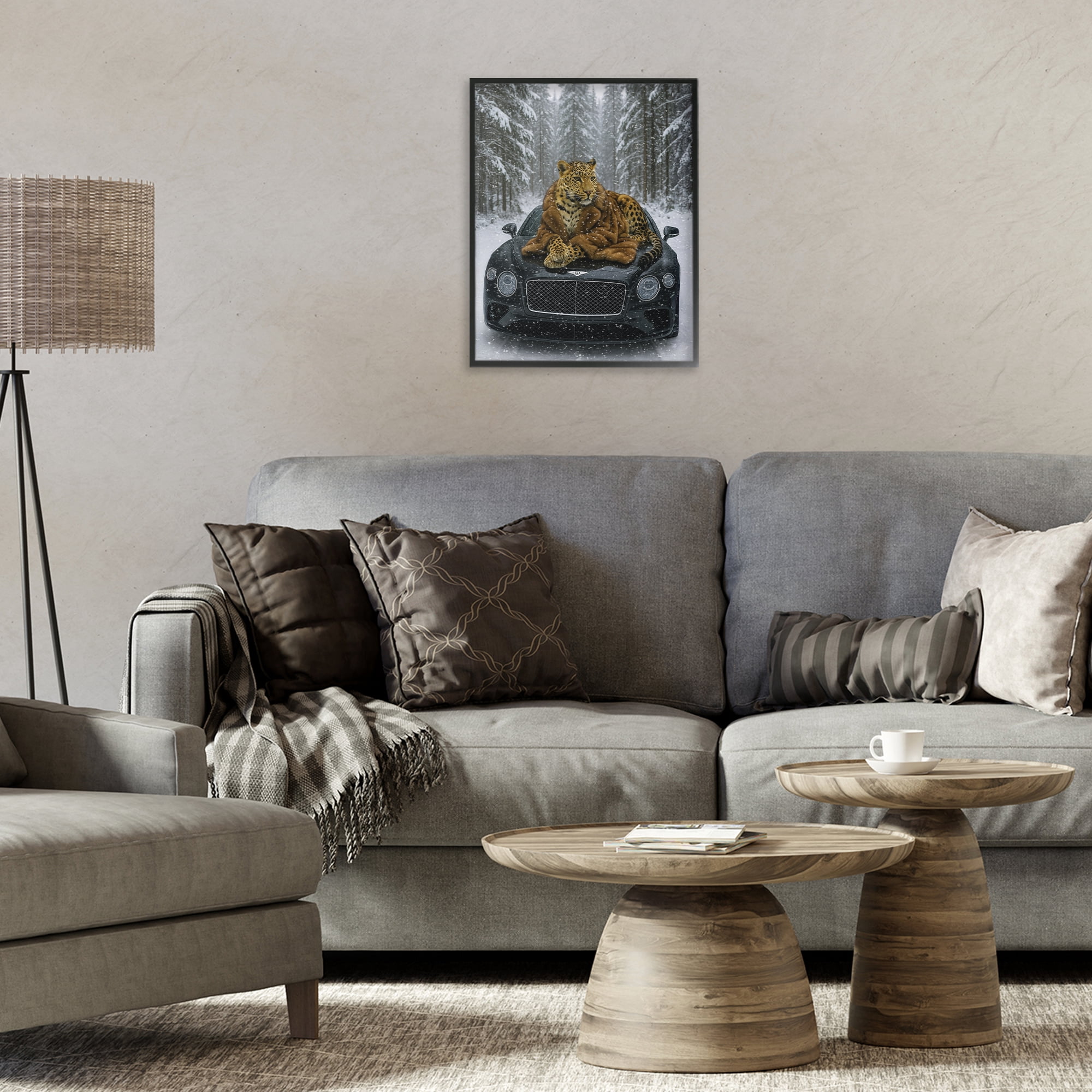 Stupell Industries Luxurious Leopard Winter Woods Black Framed Giclee Art, design by Grotto Studios