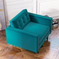 thumbnail image 4 of Harriet Mid-Century Modern Pillow Back Velvet Armchair in Turquoise, 4 of 6
