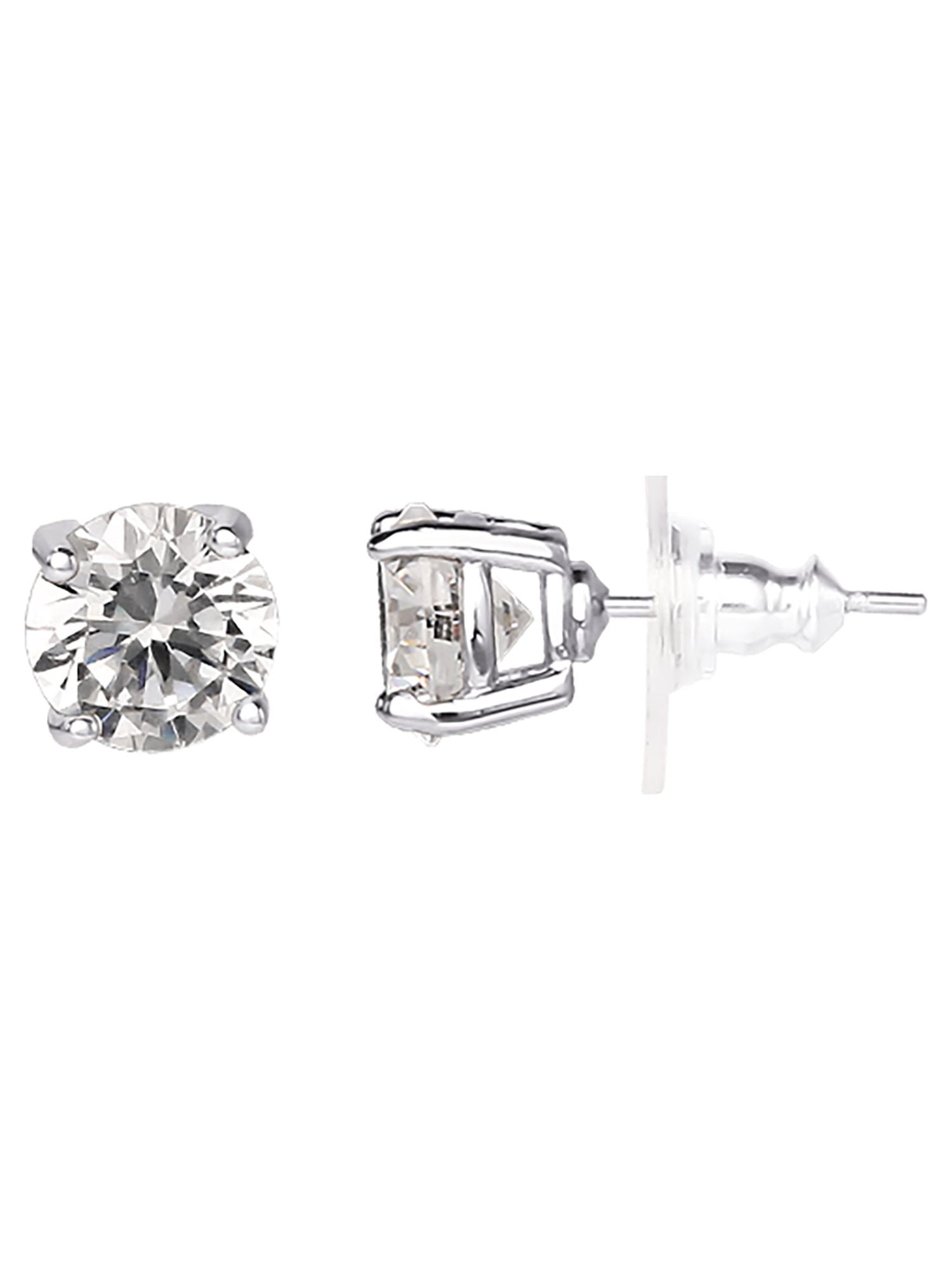 Believe by Brilliance Women's Silver Plated Cubic Zirconia Stud Earring and Y Necklace Set, 18"