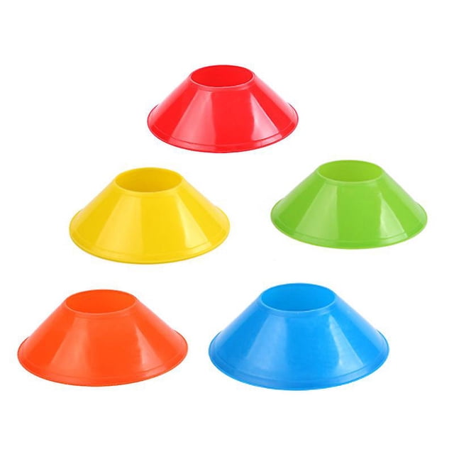 Señal de entrenamiento de fútbol, plato, plato, cono, marcador de obstáculos, conos de fútbol, conos de entrenamiento de fútbol (5 piezas, amarillo+rojo+verde+azul+naranja)