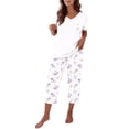 thumbnail image 2 of LIZUOJUN Lightweight Breathable V Neck Pajamas for Women Short Sleeve Capri Pants Cartoon Print Soft Sleepwear Loungewear 2 Piece Set Summer Casual Wear Daily Wear - 2XL, 2 of 7