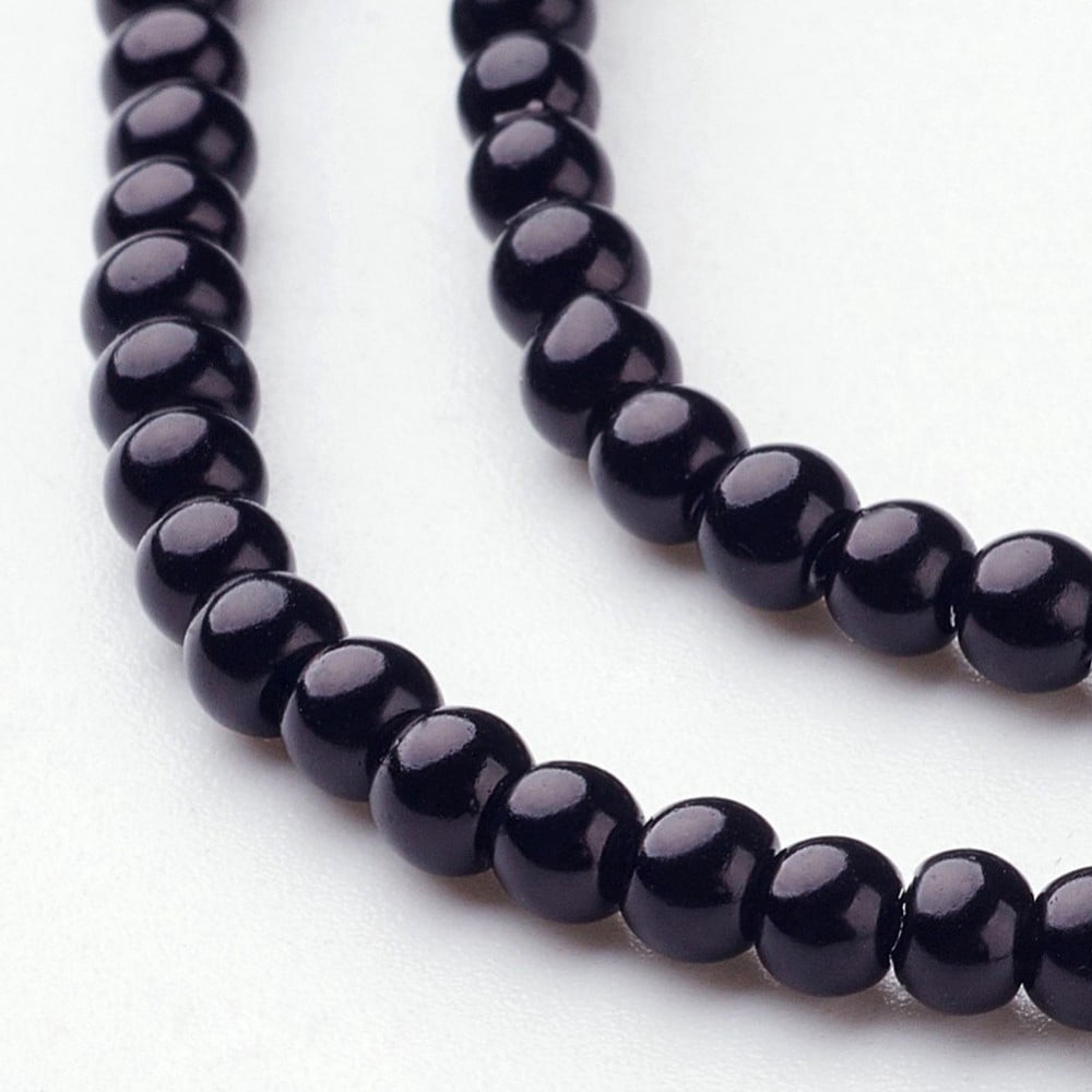 Glass Pearl Beads Strands Pearlized Round Black 3~4mm Hole: 1mm about 190~200200pcs/strand 25.59 inch(65cm)