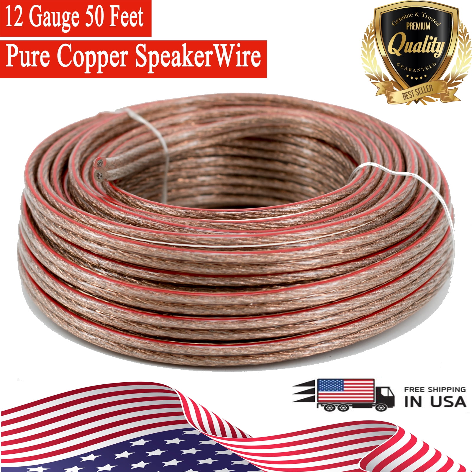 50 Feet Postta 12-Gauge Speaker Wire Cable