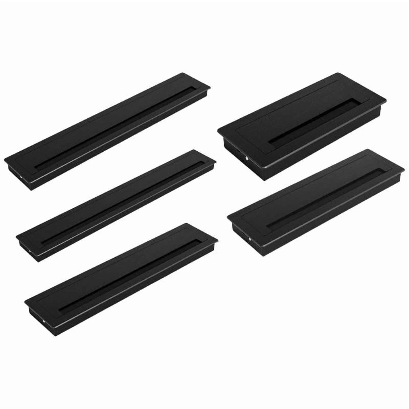 Aluminum Desk Cable Management Grommets with Brush Homes Office Cord Organizer Inserts Rectangle Cable Hole Covers
