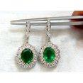 thumbnail image 2 of 4.84ct NATURAL VIBRANT GREEN EMERALD DIAMOND CLUSTER EARRINGS DANGLE 14KT&nbsp;, 2 of 8