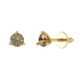 thumbnail image 2 of 1 Ct Round Cut Studs Champagne Crystal 18K Yellow Solid Gold Everyday Dainty Earrings Screw Back, 2 of 7