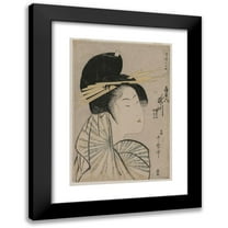 Kitagawa Utamaro 11x14 Black Modern Framed Museum Art Print Titled - The Courtesan Takigawa of Ogiya (From the Series Seven Aspects of Komachi in the Green Houses) (1797 or 1798)