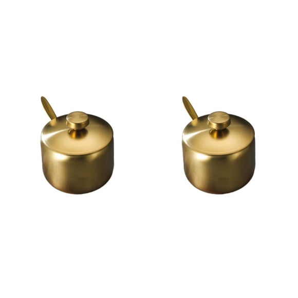 Tarro de especias Injueey con cuchara y tapa de Acero inoxidable Oro Tipo 2 S 2Conjunto