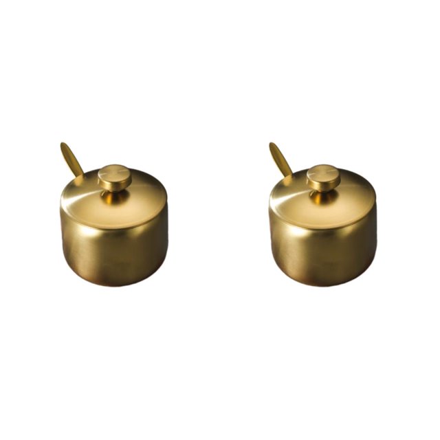 Wosthever Tazón de azúcar, tarro de especias para café, contenedor de sal y pimienta, recipiente de almacenamiento de condimentos de vinagrera Oro Tipo 2 S 2piezas
