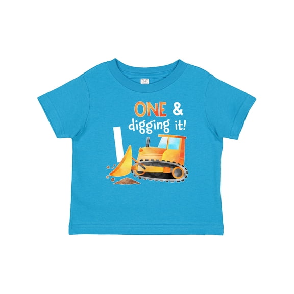 Inktastic One and Digging It Bulldozer 1st Birthday Boys or Girls Baby T-Shirt