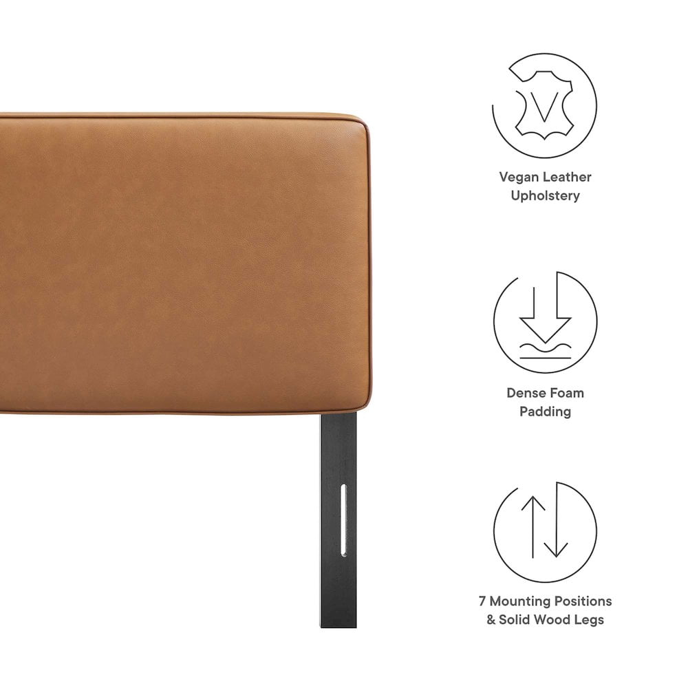 Lindee Vegan Leather Queen Headboard in Tan