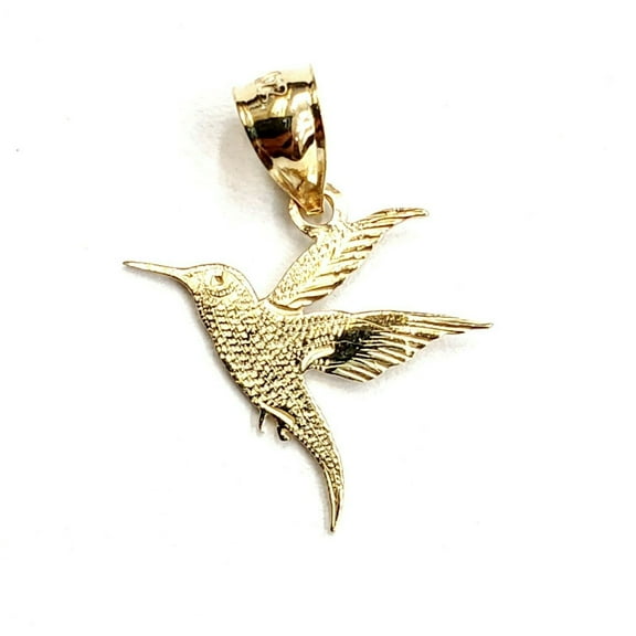 14k yellow Gold tiny hummingbird Pendant charm fine gift jewelry for her 0.6g