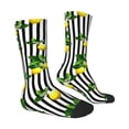 thumbnail image 3 of Uemuo Lemons on Striped Pattern Women's Crew Socks, Soft Durable Breathable Moisture-Wicking with Odor Control Cotton socks, 3 of 9