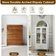 thumbnail image 2 of SUPEER 73" Tall Metal Arched Display Cabinet, Arched Storage Bookcase with Glass Doors and Two Drawers, Curio Cabinet, Kitchen Pantry Cabinet for Living Room, Assembly Required, White, 2 of 7