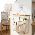 thumbnail image 7 of Wall Hanging Storage Bag,Large Capacity Multi-Pocket Canvas Wall Organizer for Over The Door | Closet Storage Pouch with Hang Rope | Perfect for Bathroom Kitchen & Bedroom,White, 7 of 7